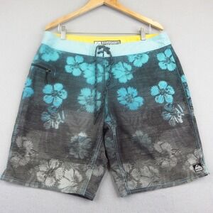 Reef Boardshorts Mens 36 Blue Grey Floral Tropical Surf Swim